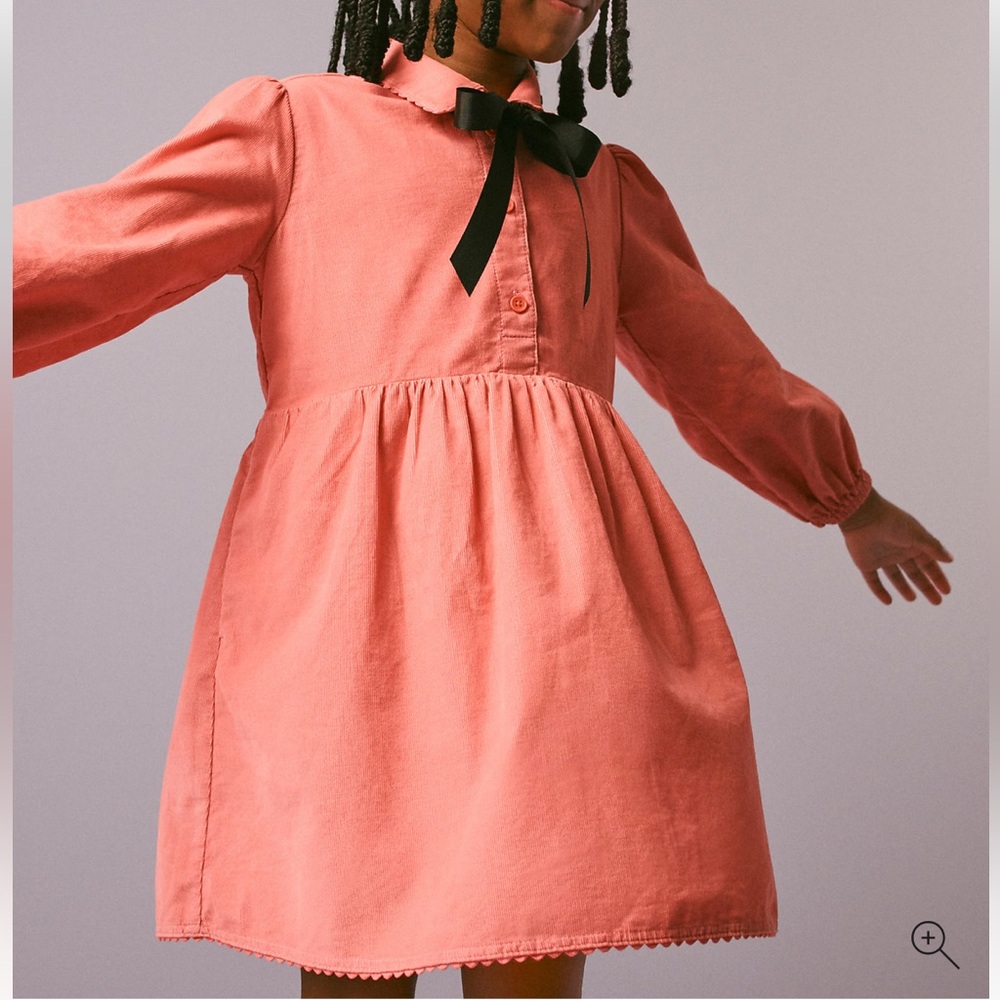 J.crew Crewcuts Girls' shirt-dress in lightweight corduroy Coral Reef Size:12 - Picture 3 of 10